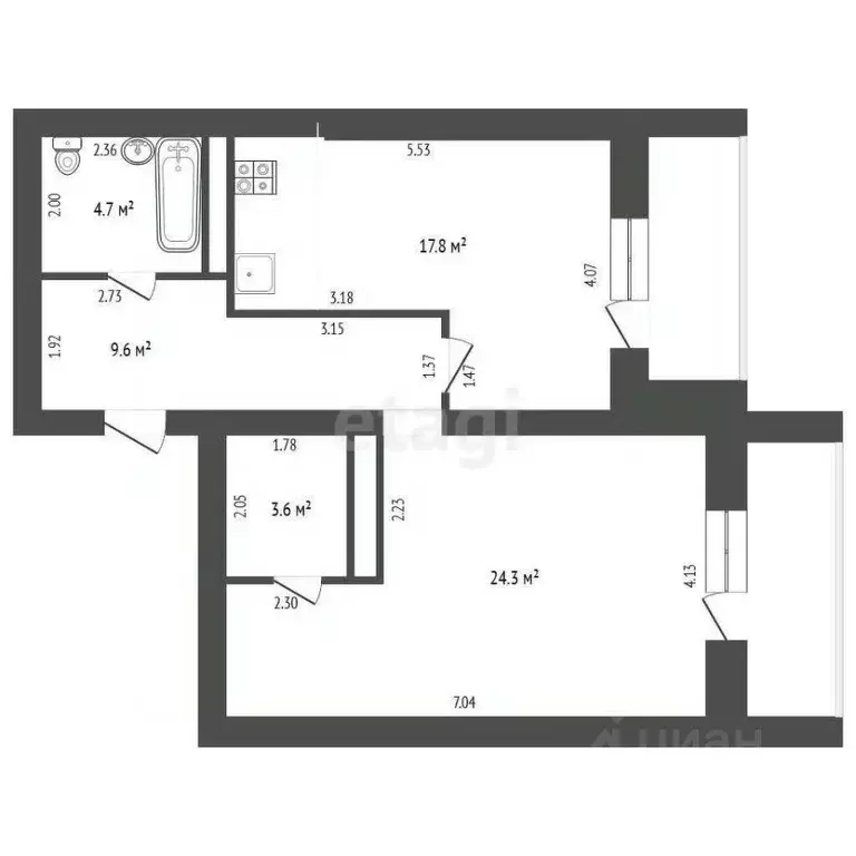 2-к кв. Саха (Якутия), Покровск Комсомольская ул., 12 (60.0 м) - Фото 2