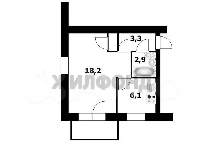 1-к. квартира, 31,1 м, 2/4 эт. - Фото 0