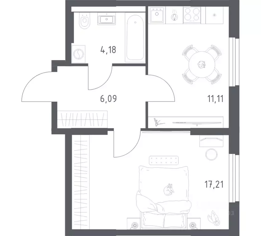 1-к кв. Башкортостан, Уфа ул. Минигали Губайдуллина, 8к9 (38.59 м) - Фото 0