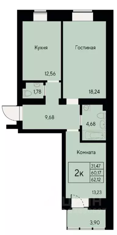 2-к кв. Красноярский край, Красноярск ул. Елены Стасовой, 80 (62.12 м) - Фото 0