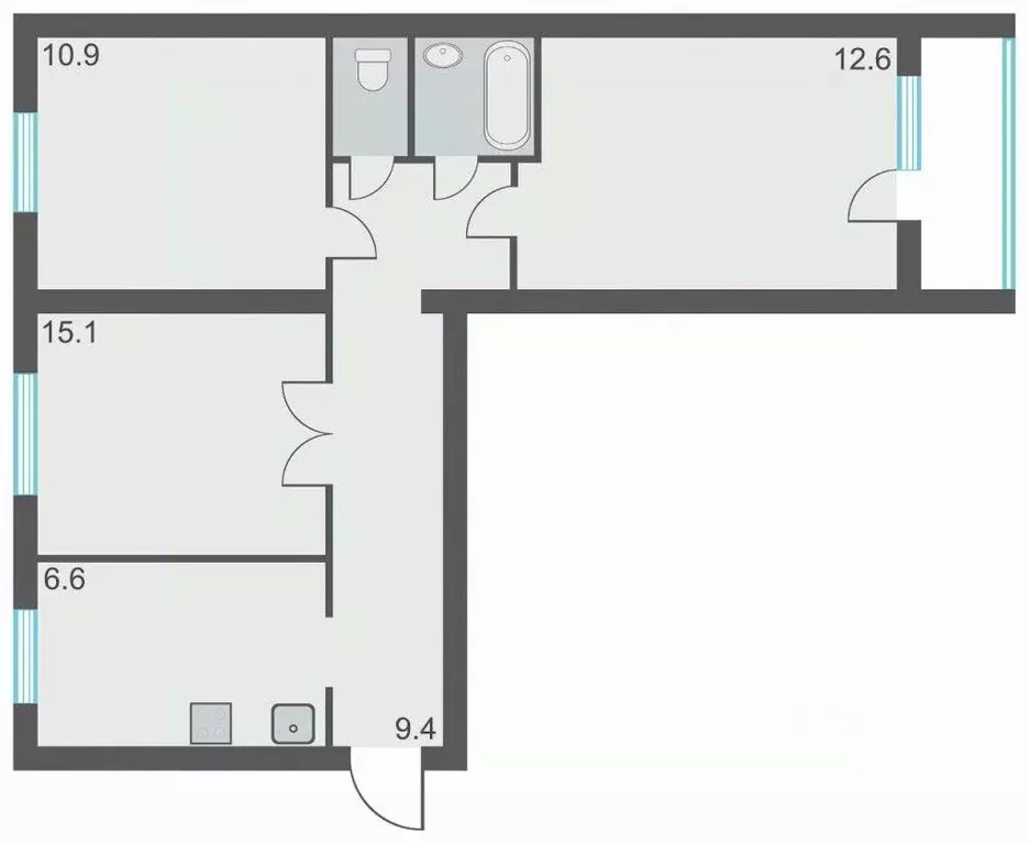 3-к кв. Свердловская область, Екатеринбург ул. Серафимы Дерябиной, 17 ... - Фото 2