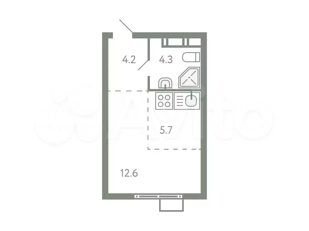 Квартира-студия, 26,8 м, 7/9 эт. - Фото 0