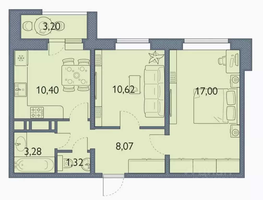 2-к кв. Брянская область, Брянск просп. Станке Димитрова, 67к7 (51.3 ... - Фото 1