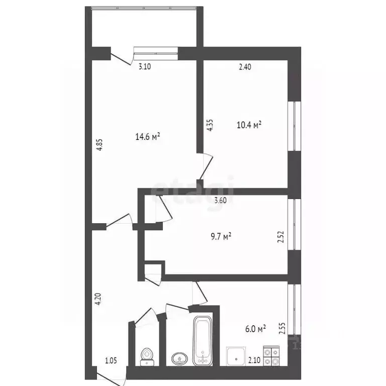 3-к кв. Тюменская область, Тюмень ул. Семакова, 25/28 (50.0 м) - Фото 0