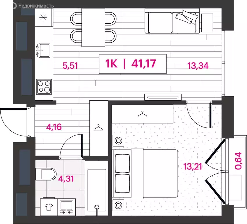 1-комнатная квартира: Омск, ЖК Пушкина 77 (41.17 м) - Фото 0