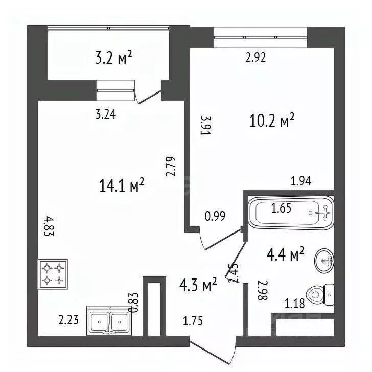 1-к кв. Ленинградская область, Всеволожский район, пос. Бугры ул. ... - Фото 2