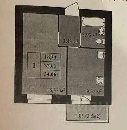 1-к кв. Ярославская область, Ярославль ул. Генерала Маргелова, 4 (33.0 ... - Фото 1
