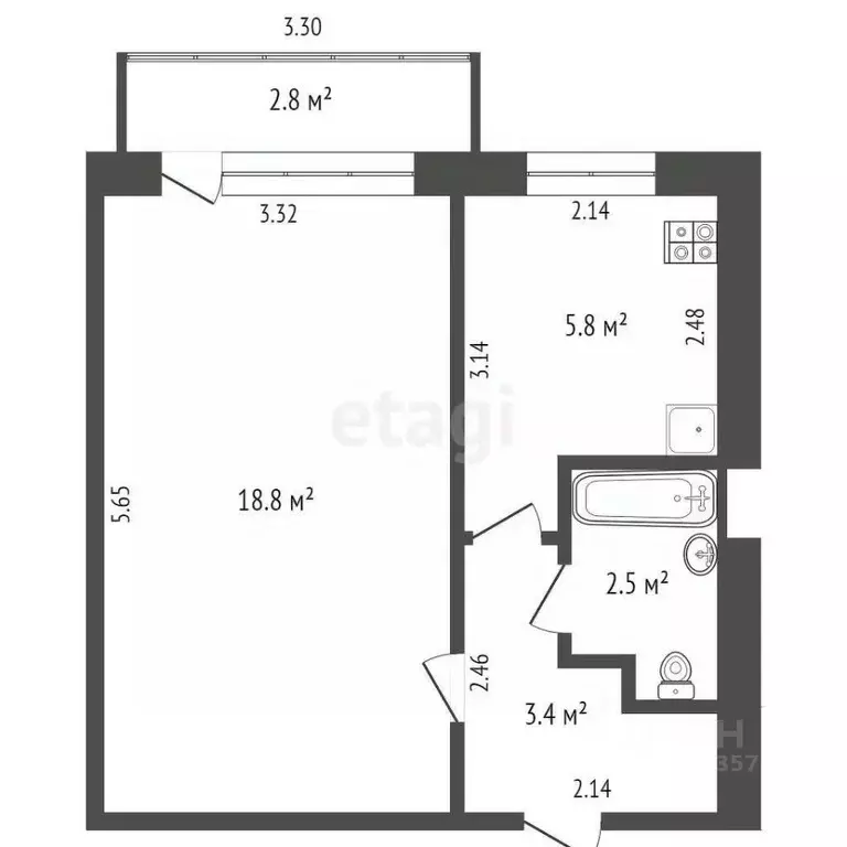 1-к кв. Краснодарский край, Новороссийск Волочаевская ул., 17 (30.5 м) - Фото 1