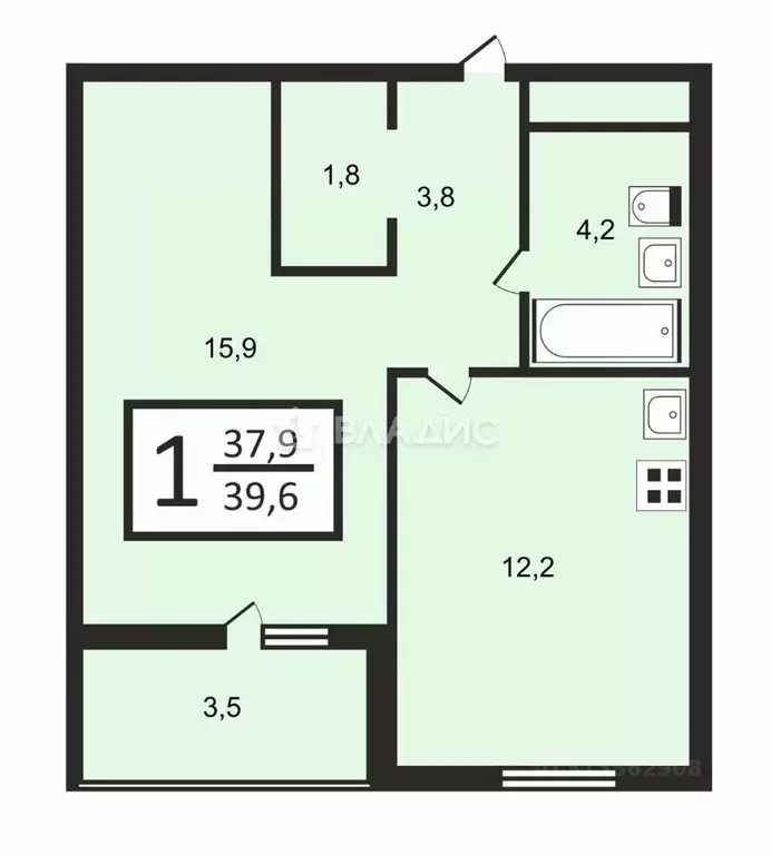 1-к кв. Владимирская область, Ковров ул. Строителей, 41/1 (39.6 м) - Фото 0