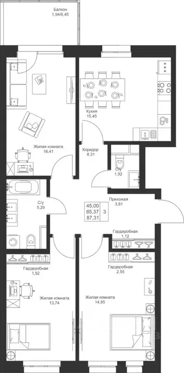 3-к кв. Татарстан, Лаишевский район, Столбищенское с/пос, с. Усады ул. ... - Фото 1