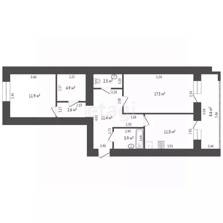 3-к кв. Ростовская область, Ростов-на-Дону ул. Нансена, 437/2 (74.1 м) - Фото 1