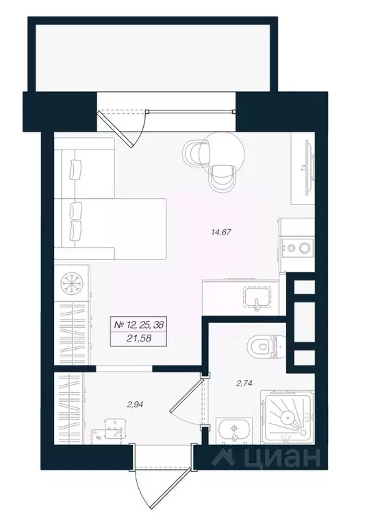 Студия Ленинградская область, Выборгский район, Рощино пгт ул. ... - Фото 1