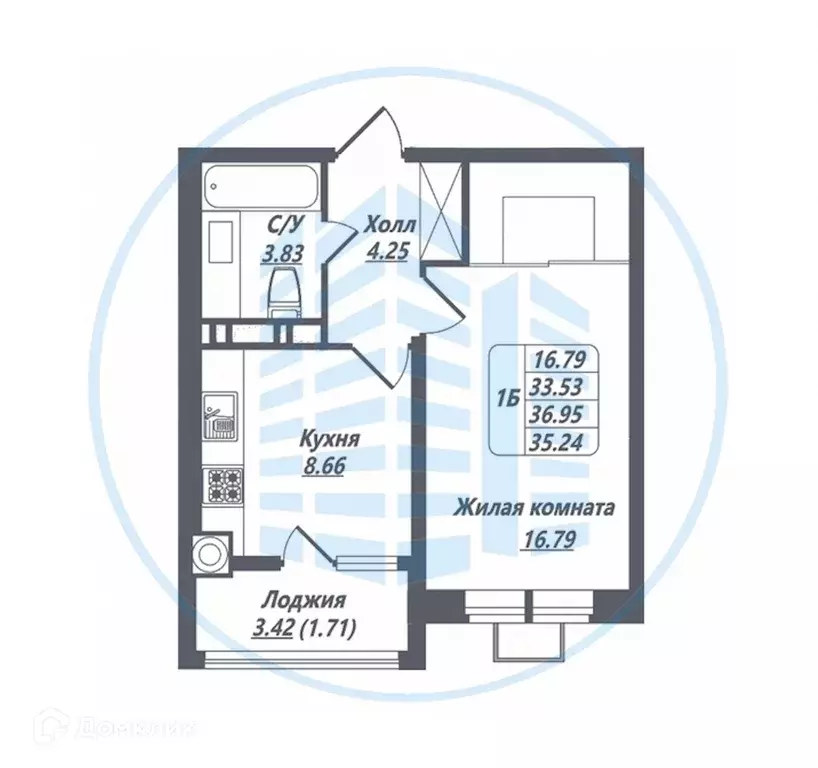 Продаётся 1-к квартира, 36.95 м - Фото 1