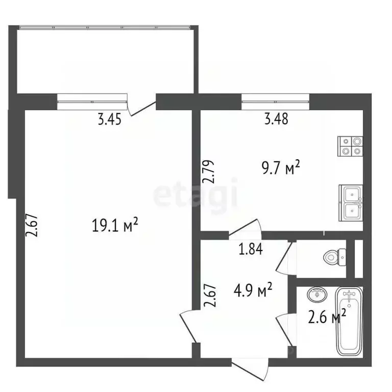 1-к кв. Орловская область, Орел ул. Садовского, 2 (38.7 м) - Фото 1