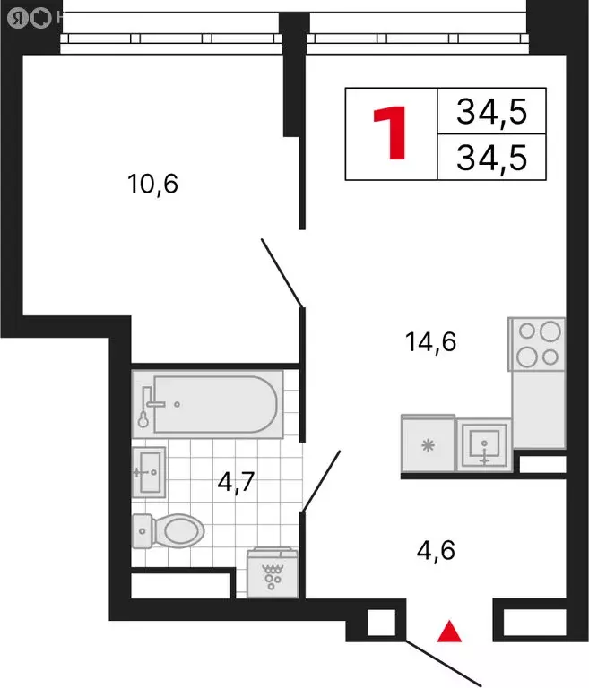 1-комнатная квартира: Москва, ЖК Бестселлер (34.5 м) - Фото 1