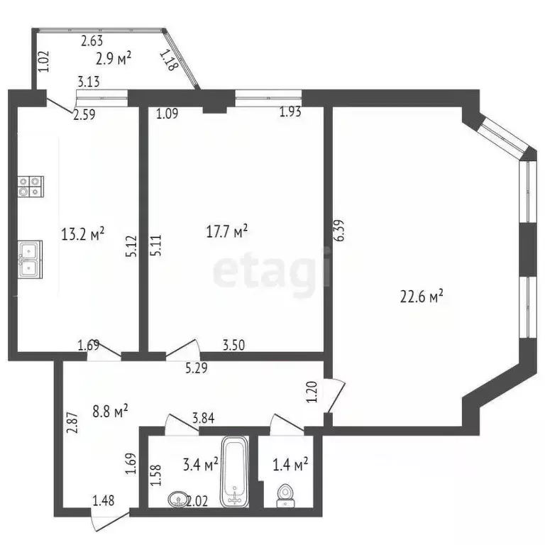 2-к кв. Ростовская область, Батайск ул. Воровского, 69 (67.1 м) - Фото 0