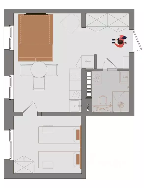 2-к кв. Иркутская область, Иркутск ул. Ширямова, 26 (34.96 м) - Фото 2