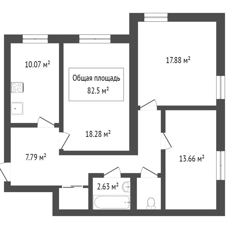 3-комнатная квартира: деревня Кисловка, микрорайон Северный, улица ... - Фото 1