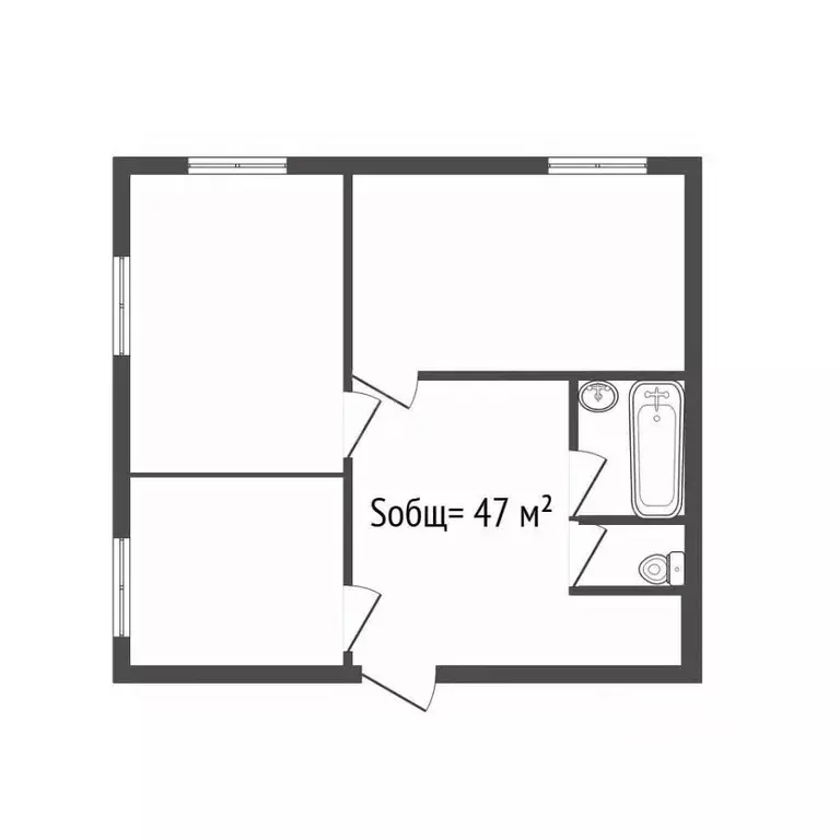2-к кв. Брянская область, Брянск ул. Фокина, 104Б (47.0 м) - Фото 2