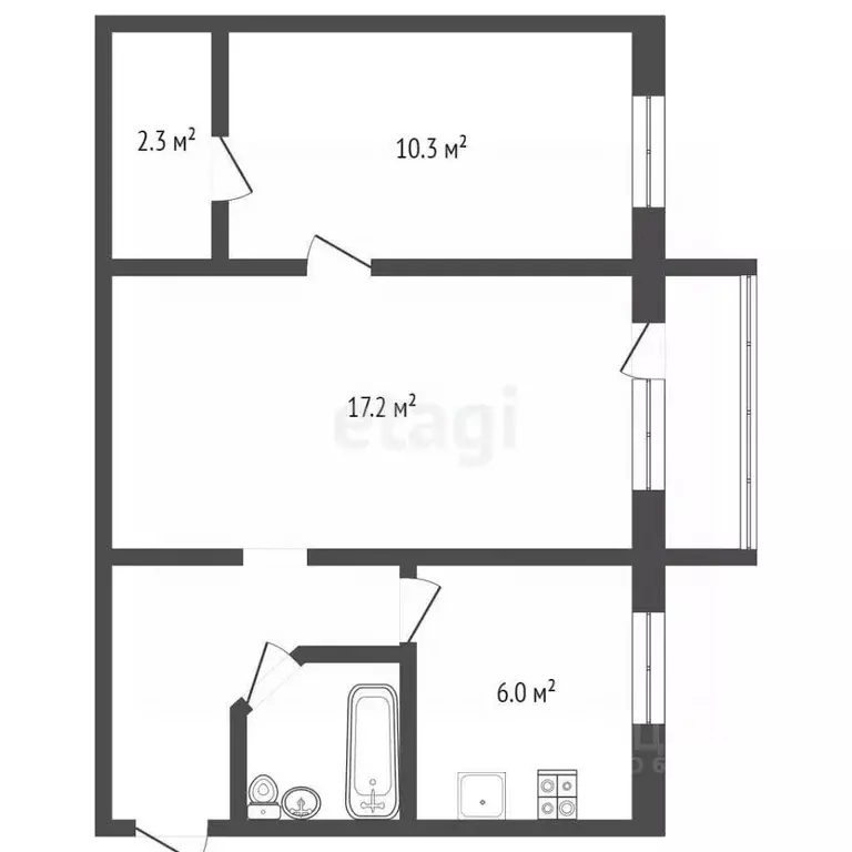 2-к кв. Кемеровская область, Юрга Московская ул., 42 (43.5 м) - Фото 1