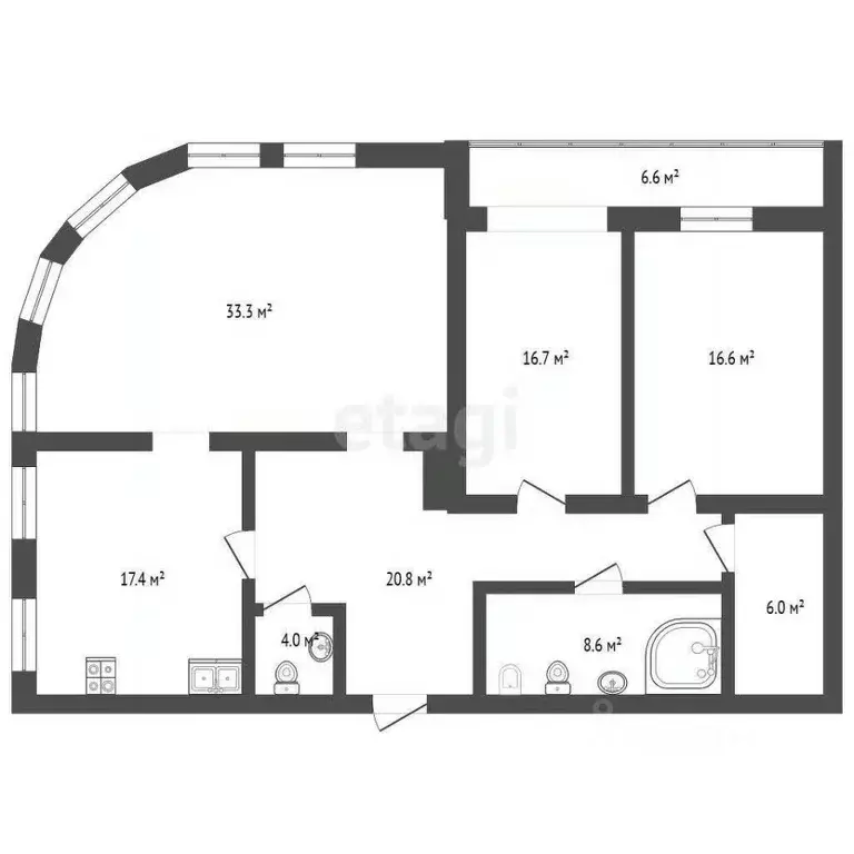 3-к кв. Вологодская область, Вологда просп. Победы, 97 (121.5 м) - Фото 2