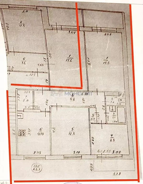 3-к. квартира, 64 м, 4/9 эт. - Фото 0