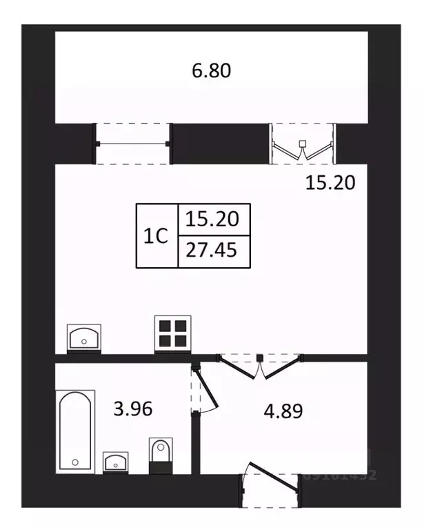 Студия Новосибирская область, Новосибирск ул. Юности, 9 (27.45 м) - Фото 1