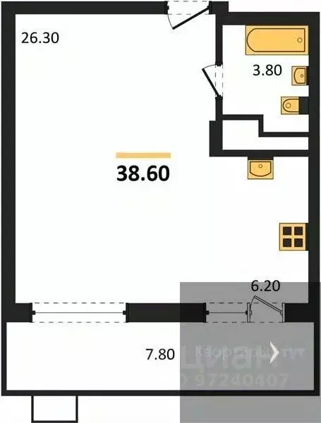 Студия Воронежская область, Воронеж Ключи мкр, Ключи-клаб жилой ... - Фото 0