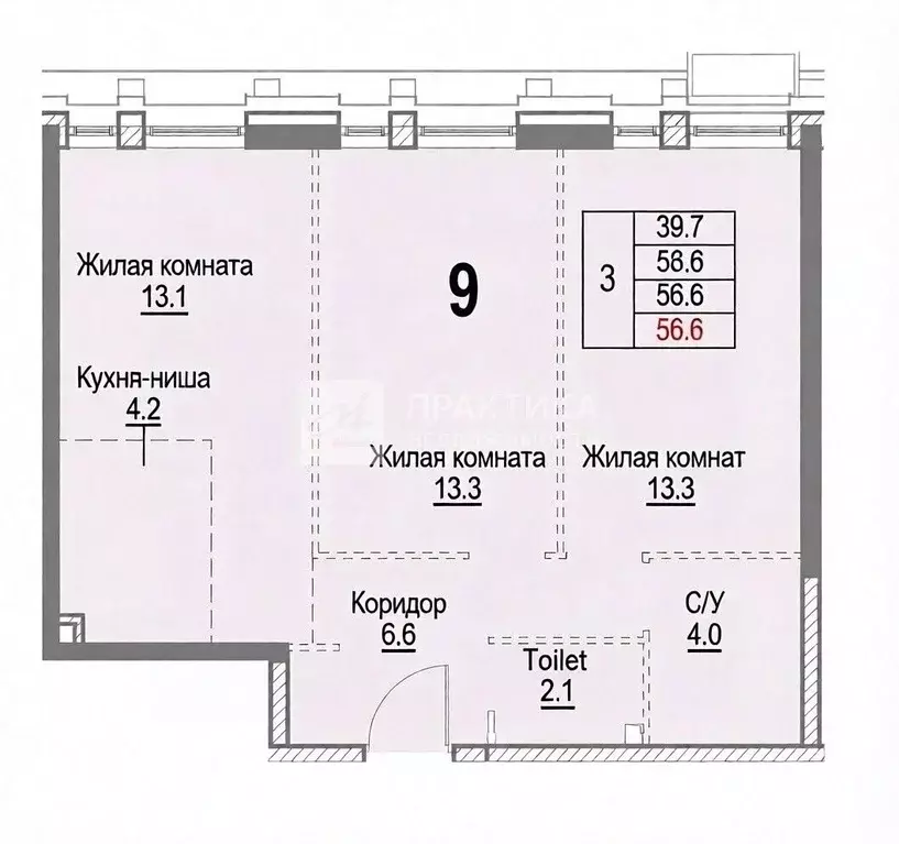 3-к кв. Москва Новоостаповская ул., 16к1 (56.6 м) - Фото 2