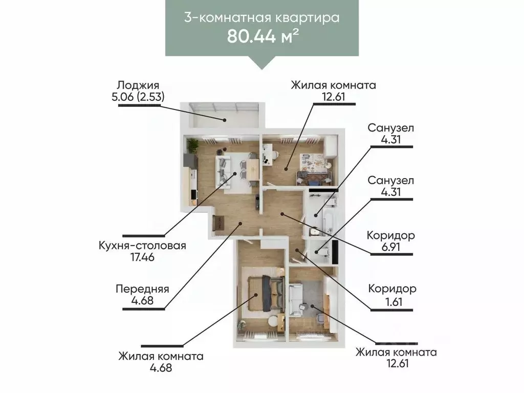 3-к кв. Челябинская область, Миасс бул. Карпова, 3 (80.44 м) - Фото 1