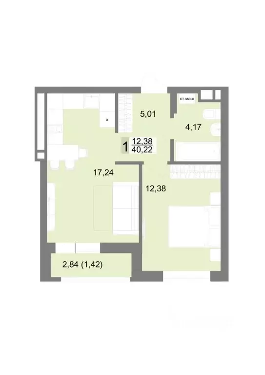 1-к кв. Свердловская область, Екатеринбург ул. Тенистая, 8с5 (40.22 м) - Фото 1