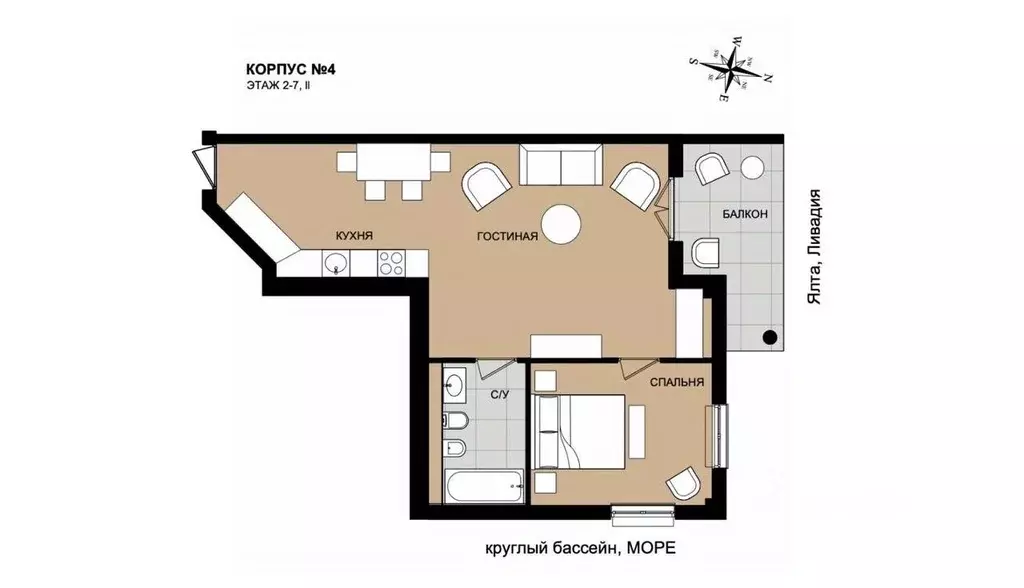 2-к кв. Крым, Ялта муниципальный округ, Ореанда пгт 60Гк5 (66.0 м) - Фото 2