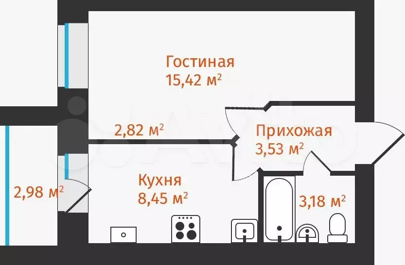 1-к. квартира, 32 м, 3/5 эт. - Фото 0