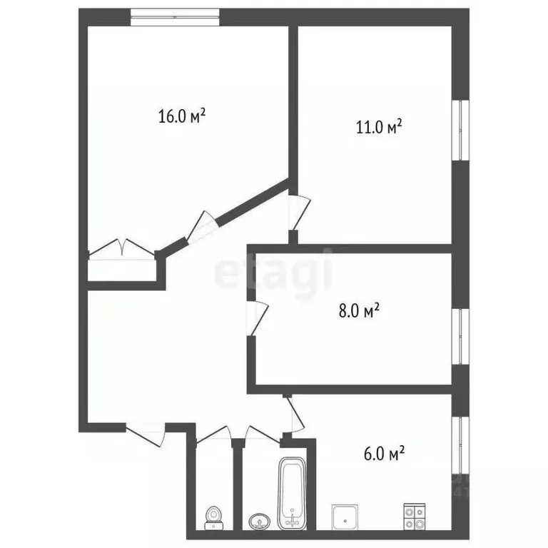 3-к кв. Вологодская область, Череповец Комсомольская ул., 37 (51.1 м) - Фото 1