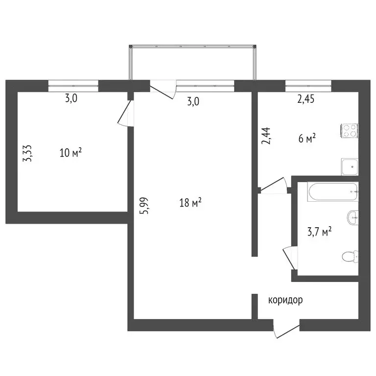 2-комнатная квартира: Ачинск, 3-й микрорайон, 2А (39 м) - Фото 1