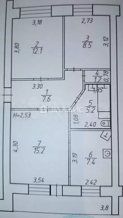 3-к. квартира, 57,2 м, 3/5 эт. - Фото 0