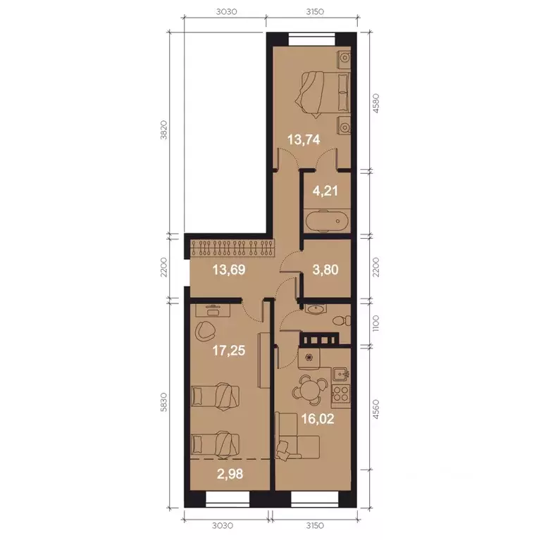 3-к кв. Иркутская область, Иркутск наб. Верхняя, 131 (74.41 м) - Фото 0