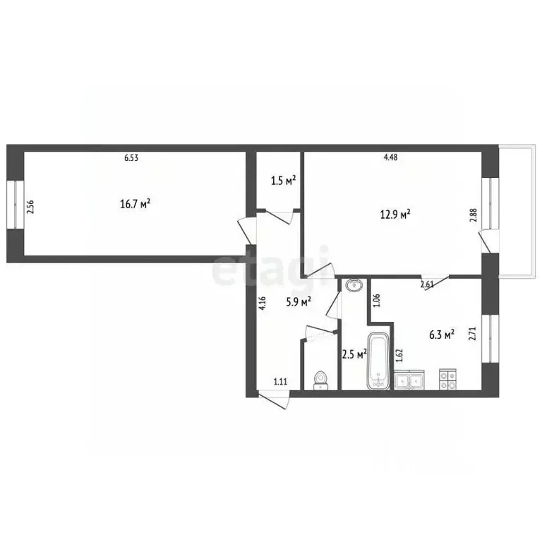 2-к кв. Калужская область, Калуга ул. Труда, 10 (46.8 м) - Фото 2