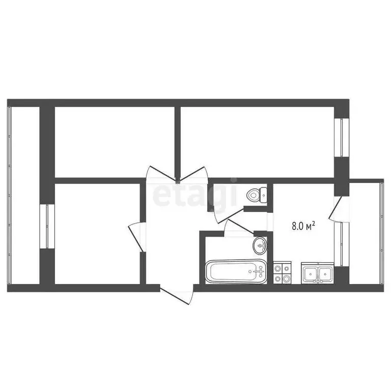 3-комнатная квартира: Бахчисарай, улица Фрунзе, 50 (71 м) - Фото 0