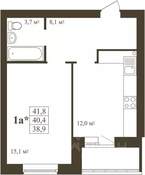 1-к кв. Тамбовская область, Тамбов Телецентр мкр,  (41.8 м) - Фото 1