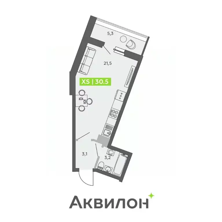 Студия Санкт-Петербург ул. Чирикова, 5 (30.5 м) - Фото 0