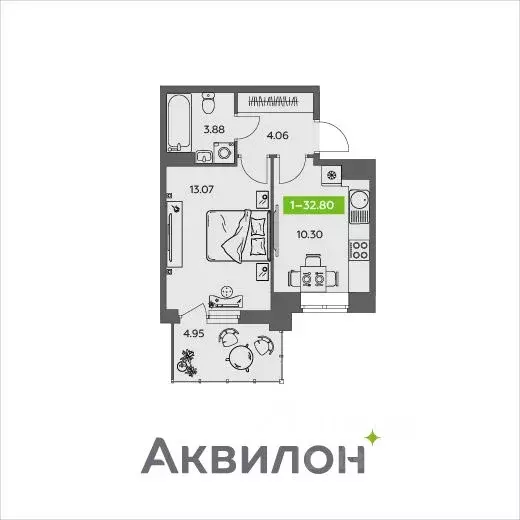 1-к кв. Архангельская область, Северодвинск  (32.8 м) - Фото 0