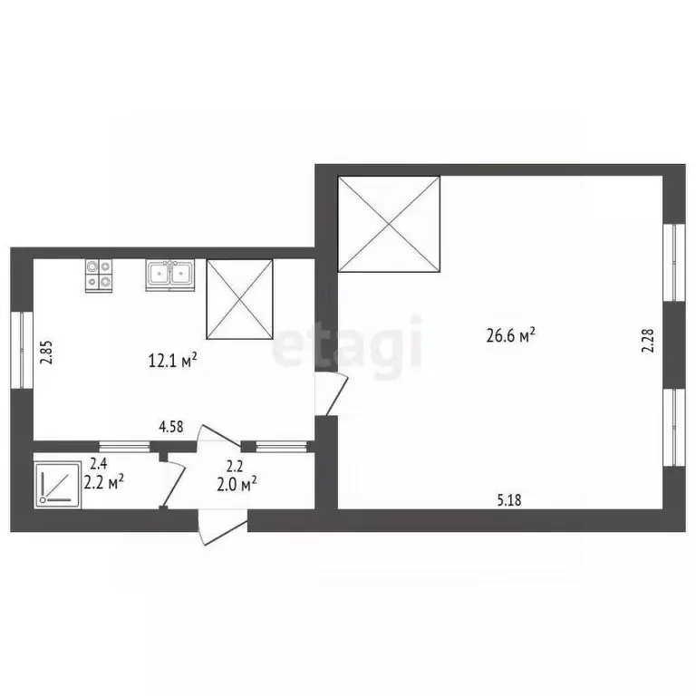 1-к кв. Воронежская область, Борисоглебск Ленинская ул., 72 (42.9 м) - Фото 1