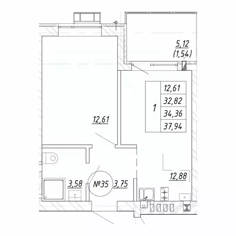 1-к кв. Калининградская область, Зеленоградск  (37.94 м) - Фото 1