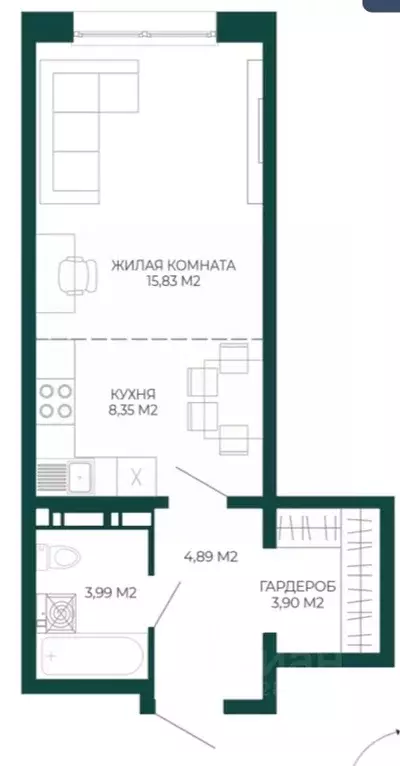 1-к кв. Пензенская область, Пенза Чаадаев жилой комплекс (36.96 м) - Фото 1