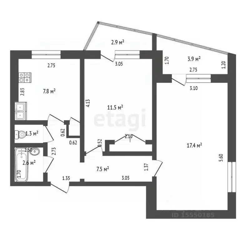 2-к кв. Самарская область, Самара Пензенская ул., 69 (49.6 м) - Фото 2