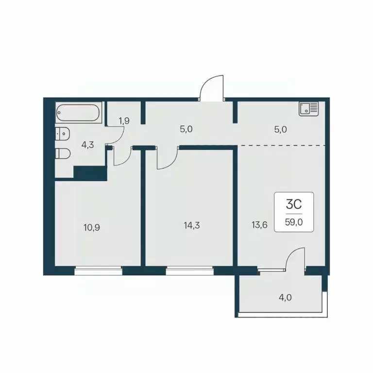 3-к кв. Новосибирская область, Новосибирск Игарская ул., 6 (59.0 м) - Фото 0