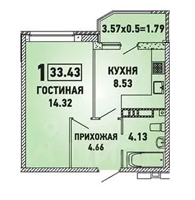 1-к кв. Краснодарский край, Краснодар ул. Боспорская, 4 (34.0 м) - Фото 1