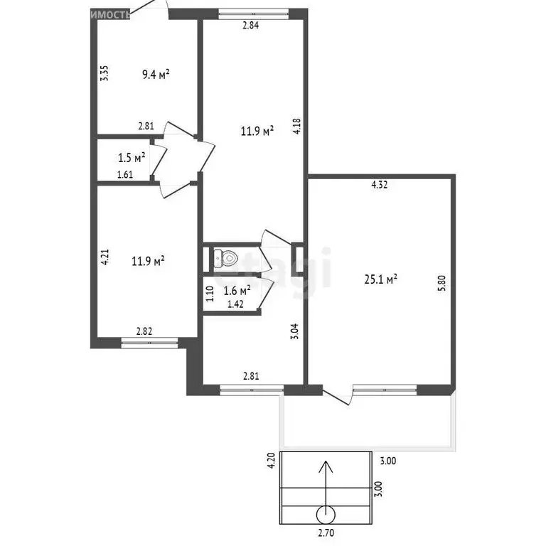 Помещение свободного назначения (104 м) - Фото 1
