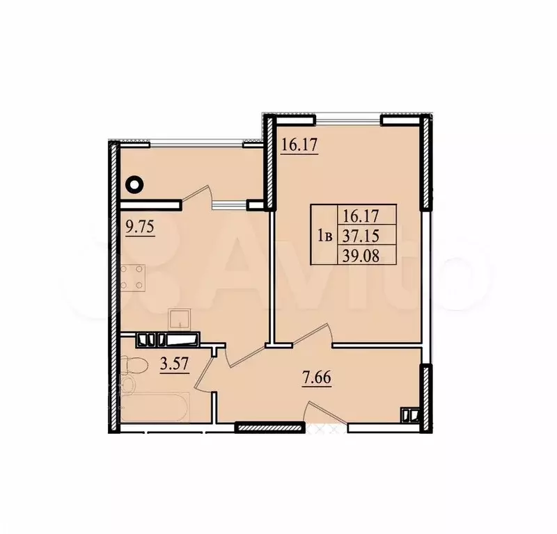 1-к. квартира, 39,1 м, 8/8 эт. - Фото 0